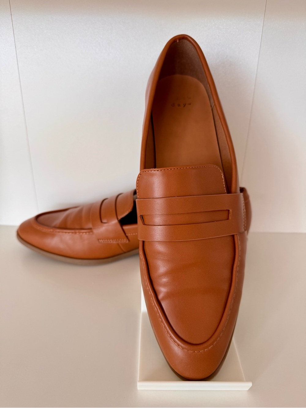 a new day Women's Tan Leather Penny Loafers